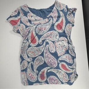 Motherhood Maternity Blue Paisley Boho Top XL